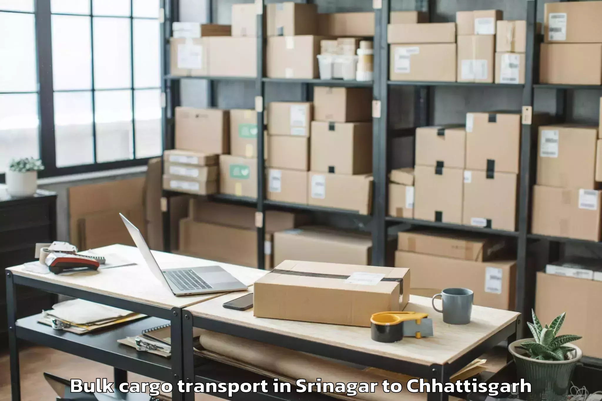 Comprehensive Srinagar to Bhopalpattnam Bulk Cargo Transport